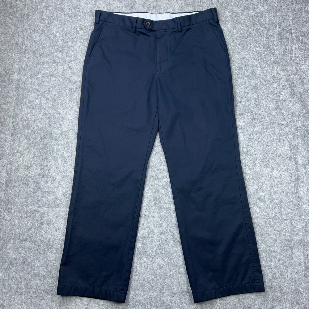 Robert Talbott‎ Pants Mens 36x30 Carmel Black Chino Flat Front Cotton Trousers